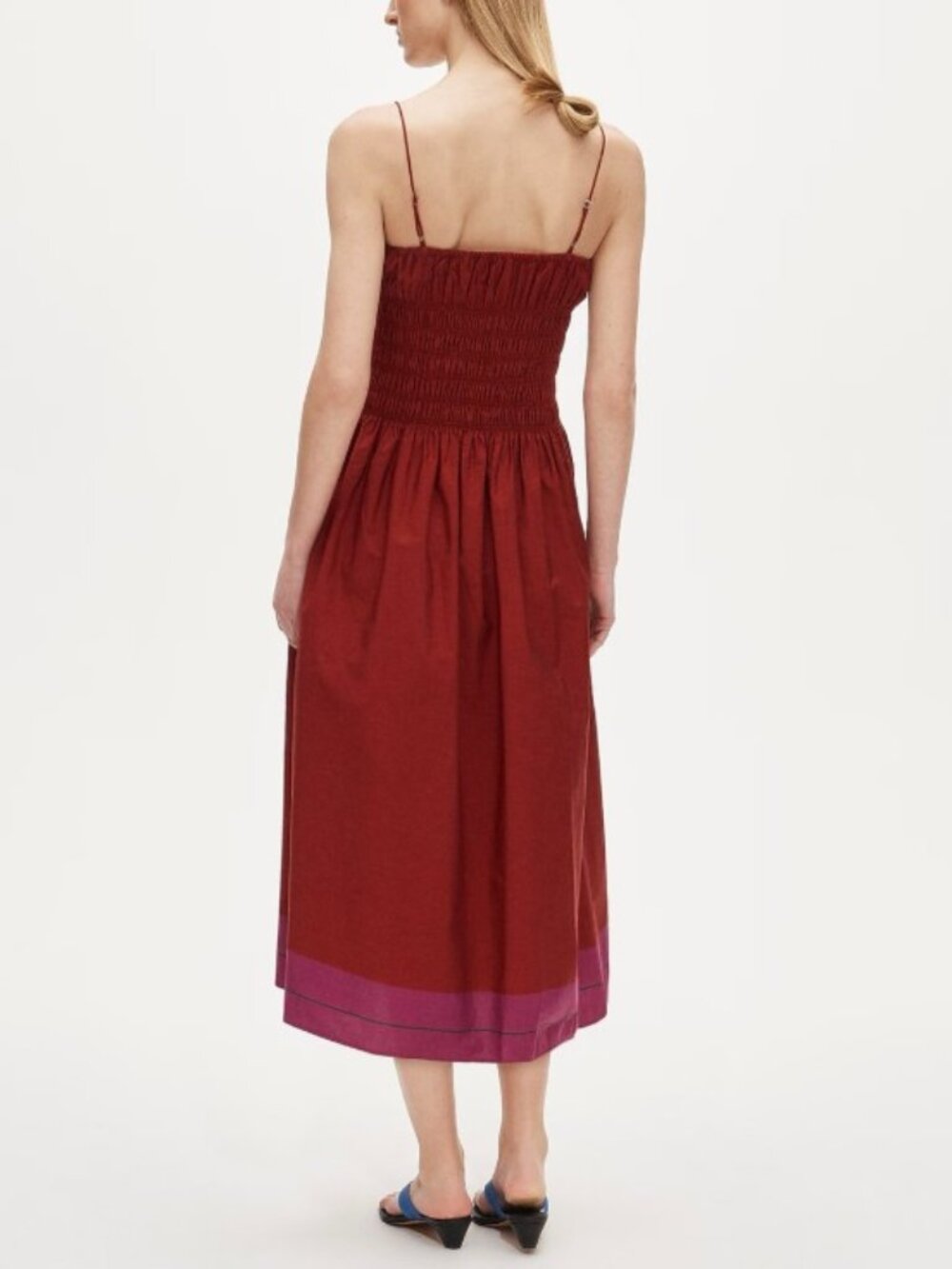 J.Crew Reverie Dress in Colorblock Cotton Poplin in Red Pink Combo - Picture 3 of 7